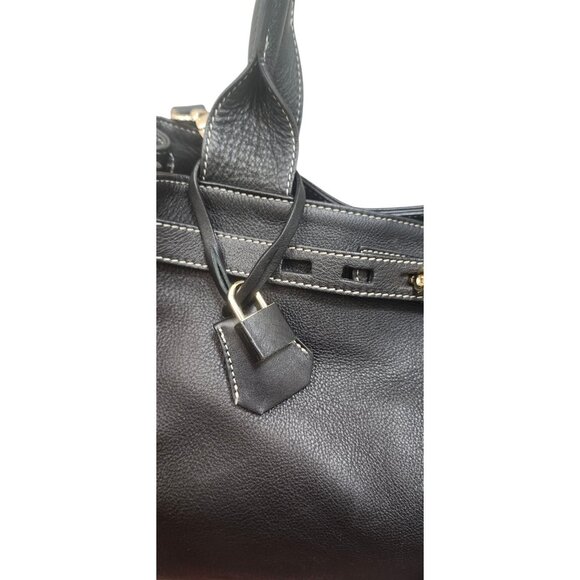 Suarez Made in Italy Black Leather Tote Shoulder Bag Gold Hardware Large Structu - Picture 4 of 16